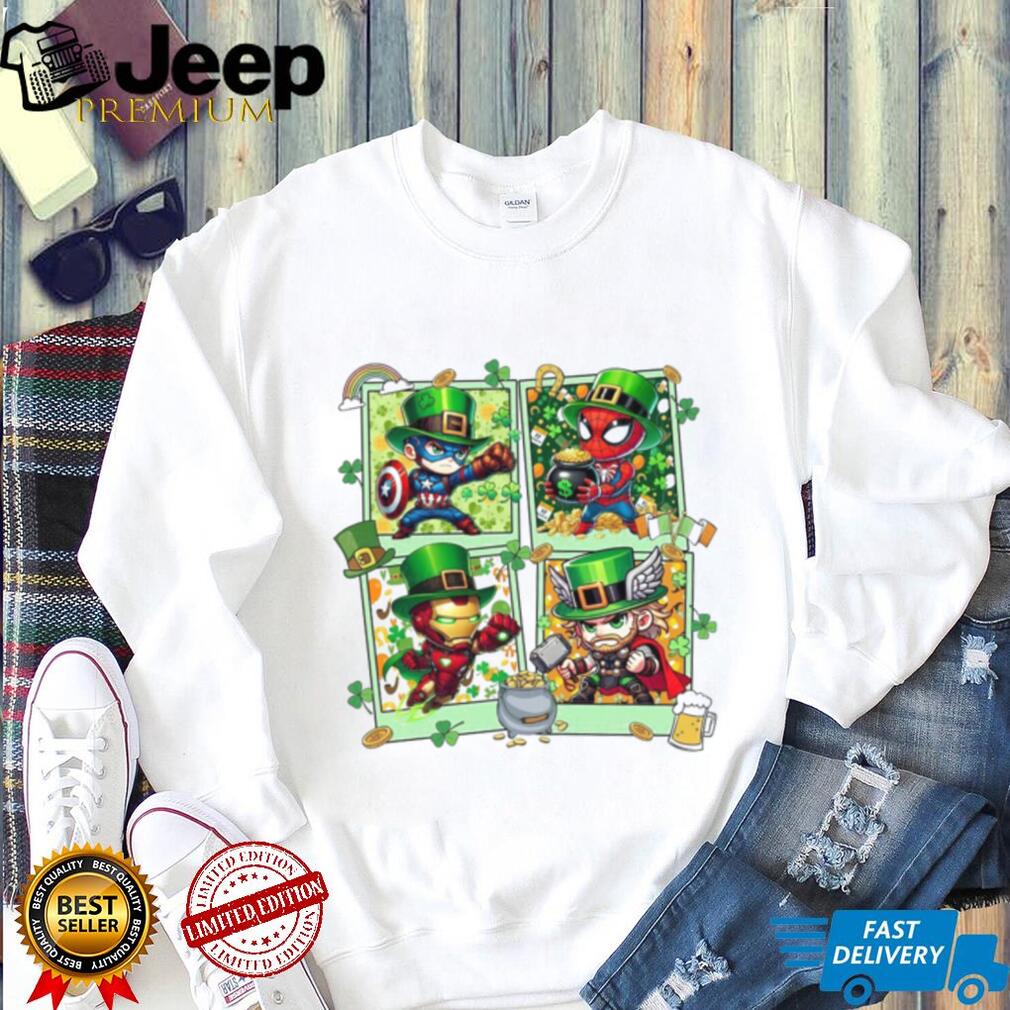 Avengers Superheroes St. Patrick’s Day Chibi Polaroid Design T Shirt