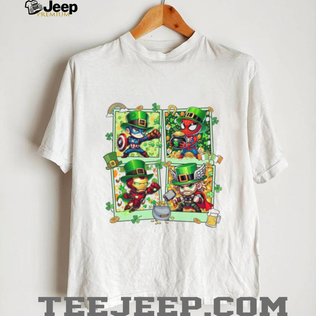 Avengers Superheroes St. Patrick’s Day Chibi Polaroid Design T Shirt