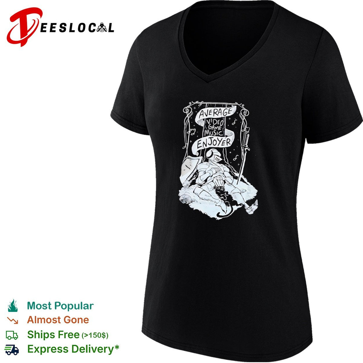 Average Video Game Music Enjoyer Knight and Cat shirt