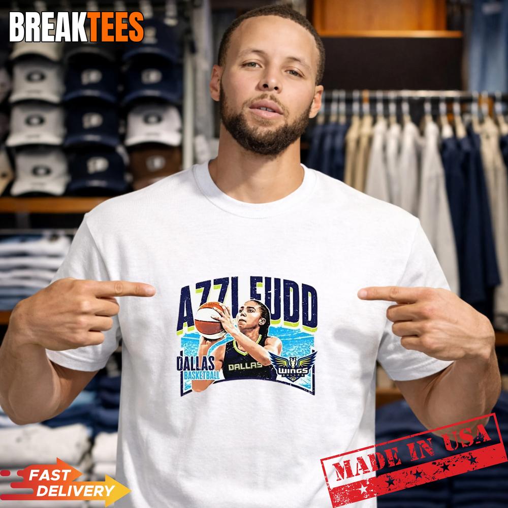 Azzi Fudd Dallas Wings WNBA player name curved T-Shirt