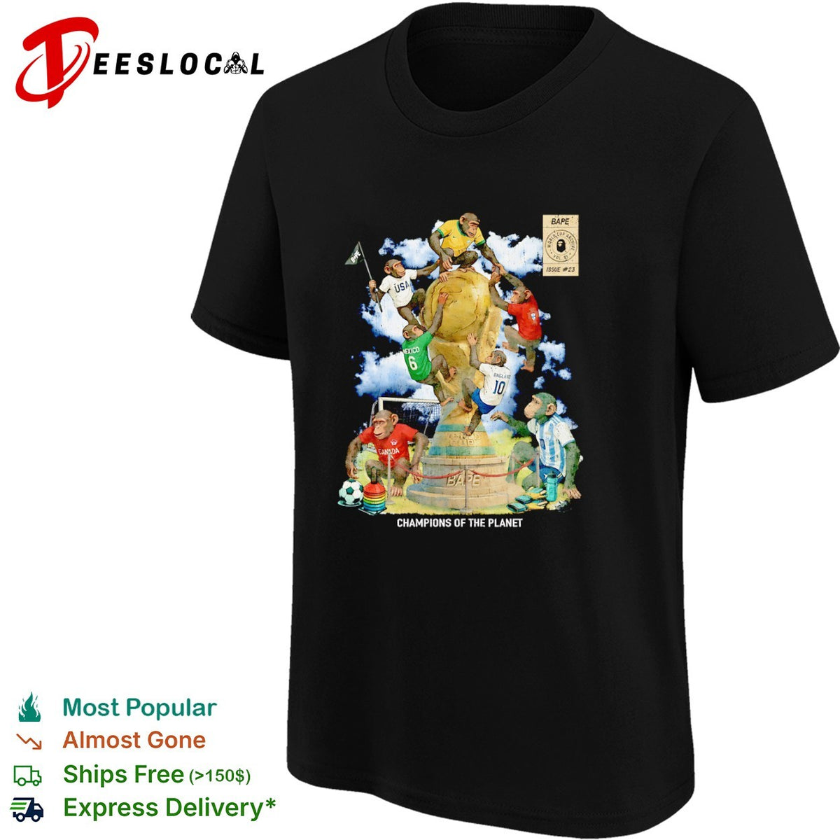 BAPE World Cup Archive Issue 23 Champions of the Planet USA Mexico England shirt