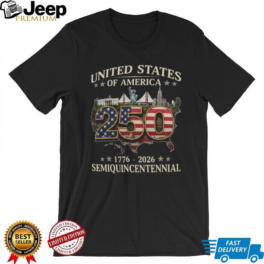 USA Semiquincentennial 250 Years 1776 2026 Landmark Map T Shirt
