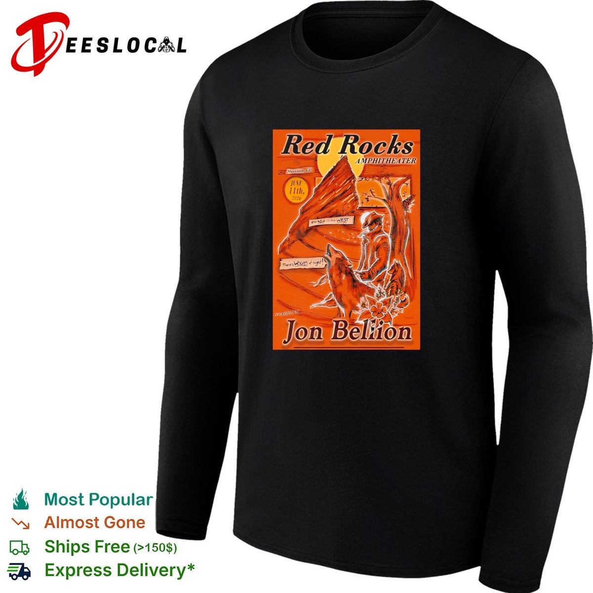 Red Rocks Amphitheater concert poster cowboy deer art June 2026 shirt