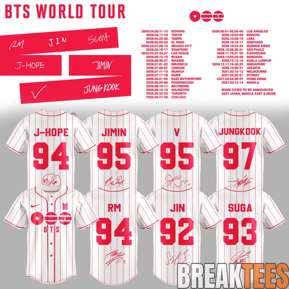 BTS ARIRANG World Tour 2026 Baseball Jersey