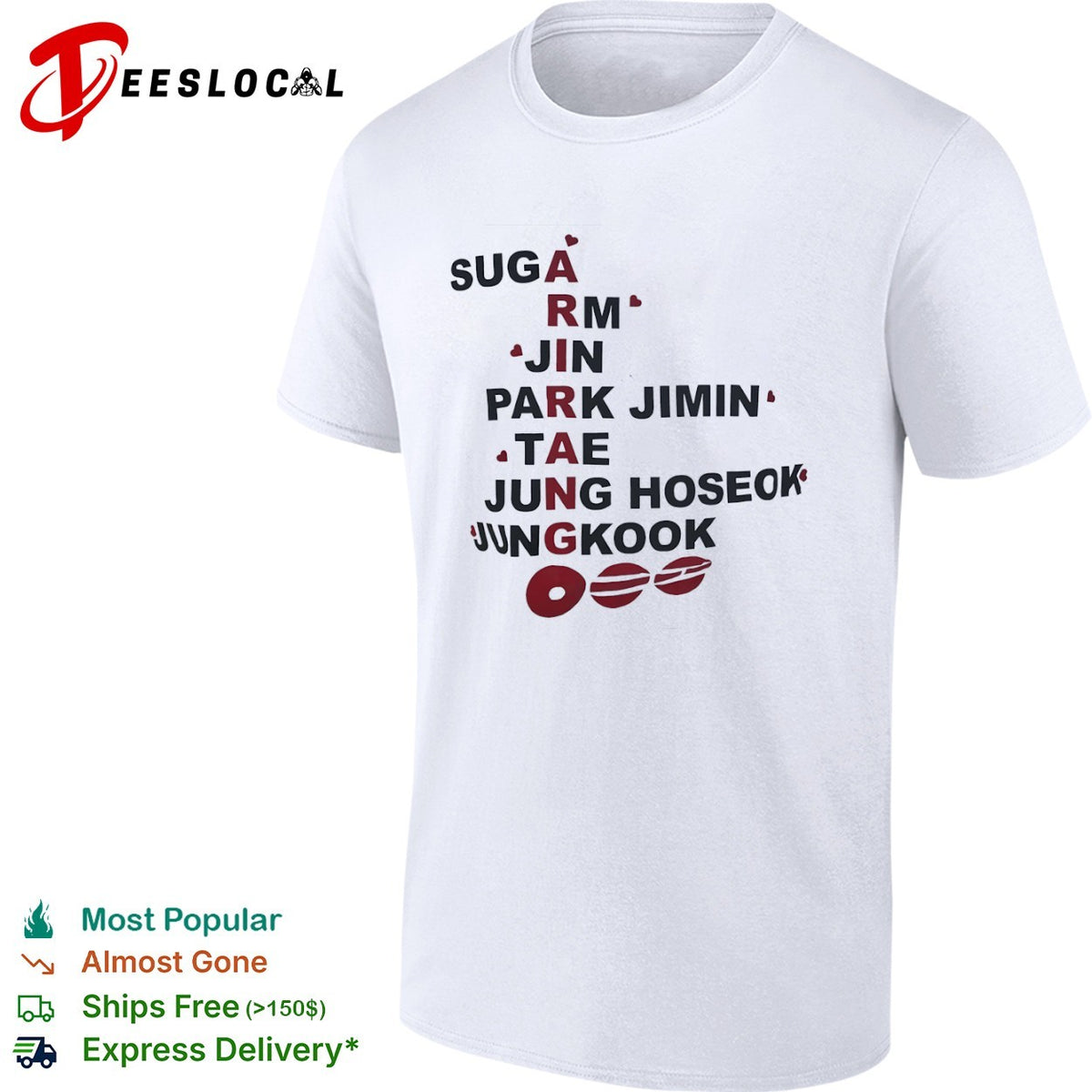 BTS Arirang Suga RM Jin Park Jimin Tae Jung Hoseok Jungkook Kpop Shirt