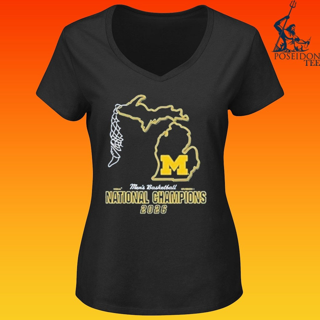Michigan Wolverines Youth MBB National Champs 2026 Net T-shirt
