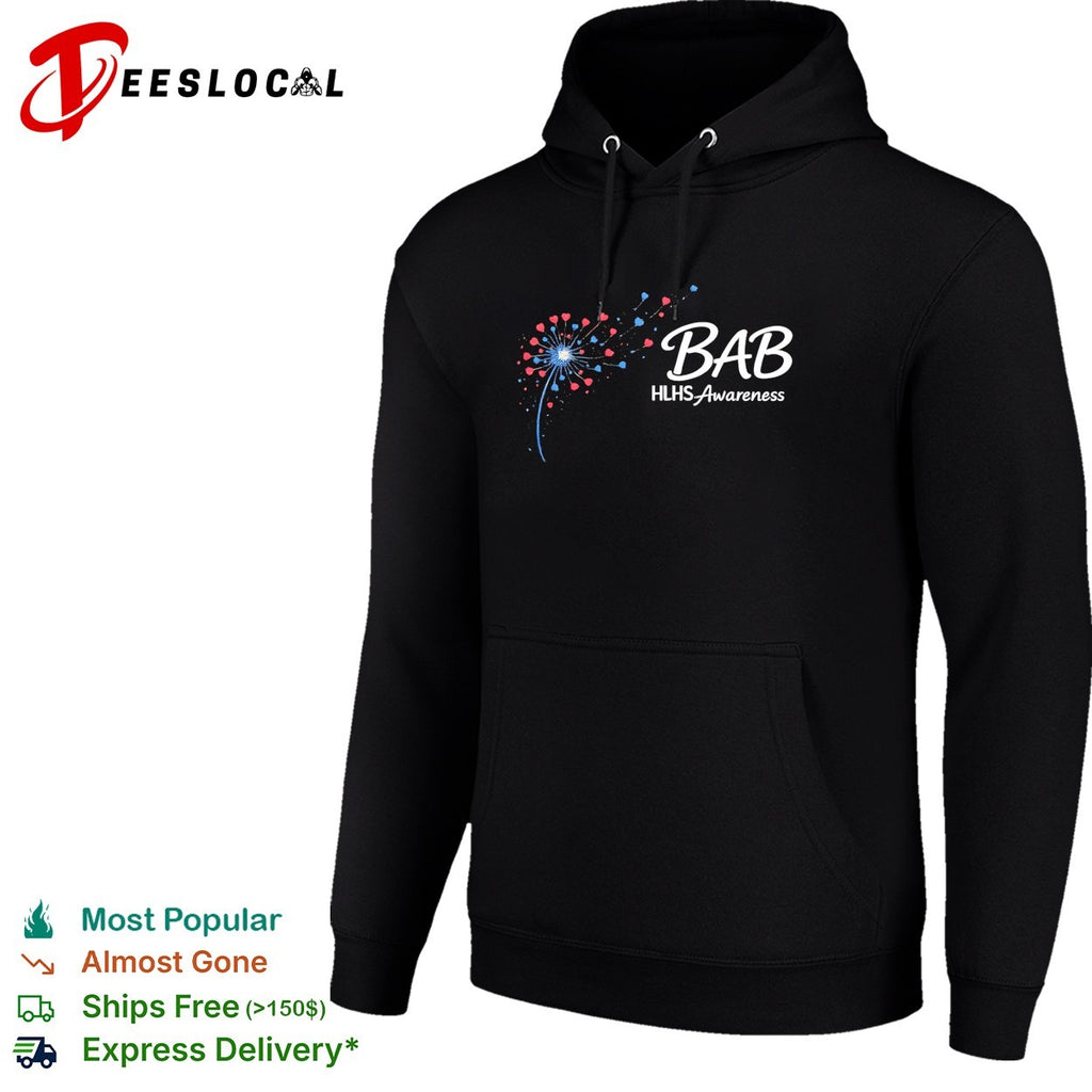Bab HLHS Awareness dandelion heart illustration custom design on a black shirt