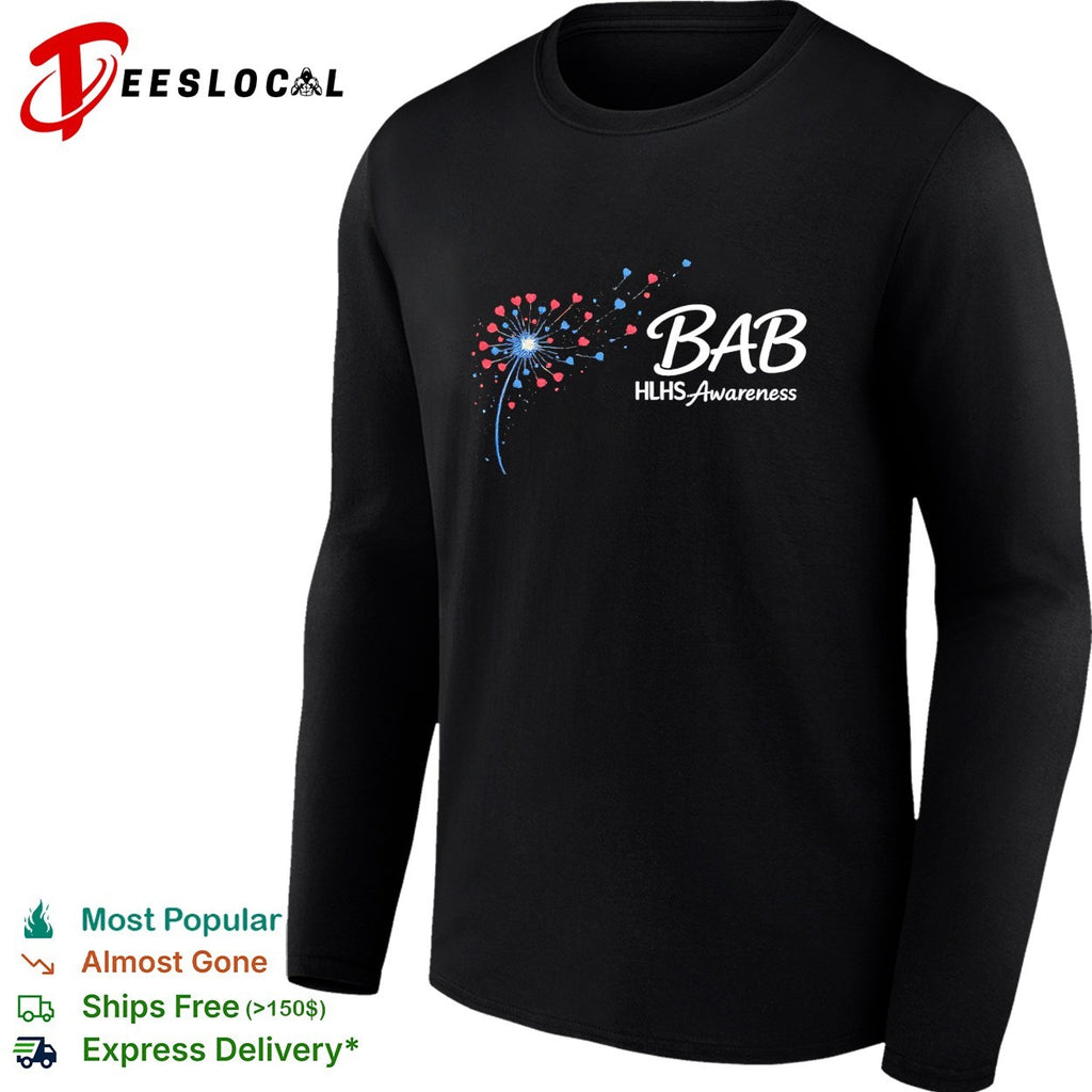 Bab HLHS Awareness dandelion heart illustration custom design on a black shirt