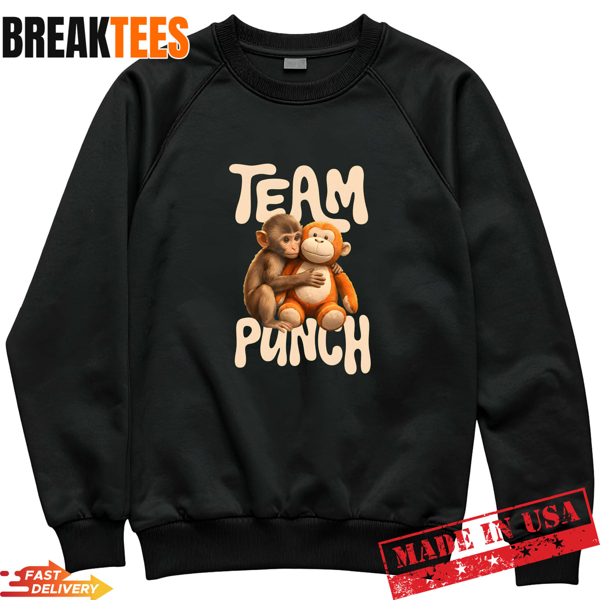Baby Monkey Punch Team Cute Meme Animal Graphic Fan T-Shirt