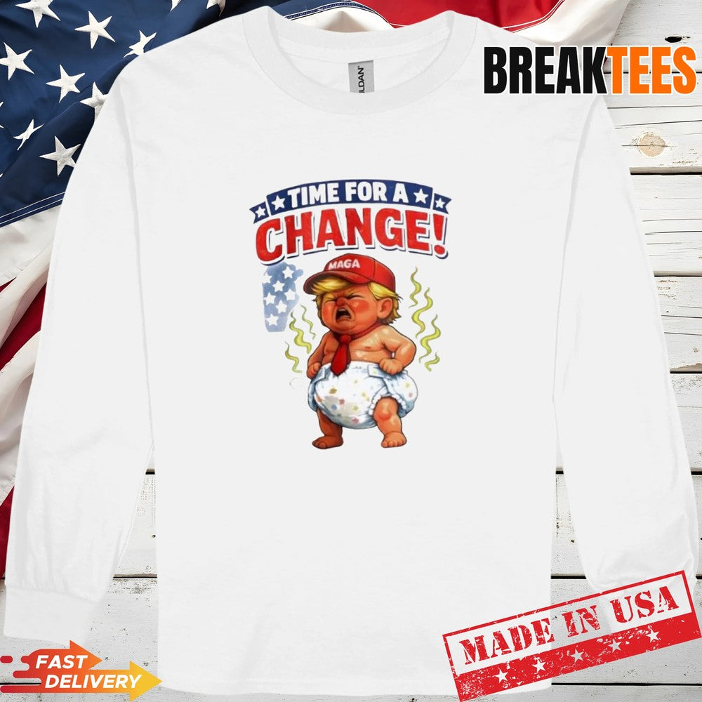 Baby Trump Series Time for a Change US Flag T-Shirt