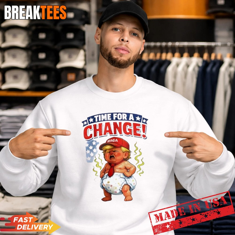 Baby Trump Series Time for a Change US Flag T-Shirt