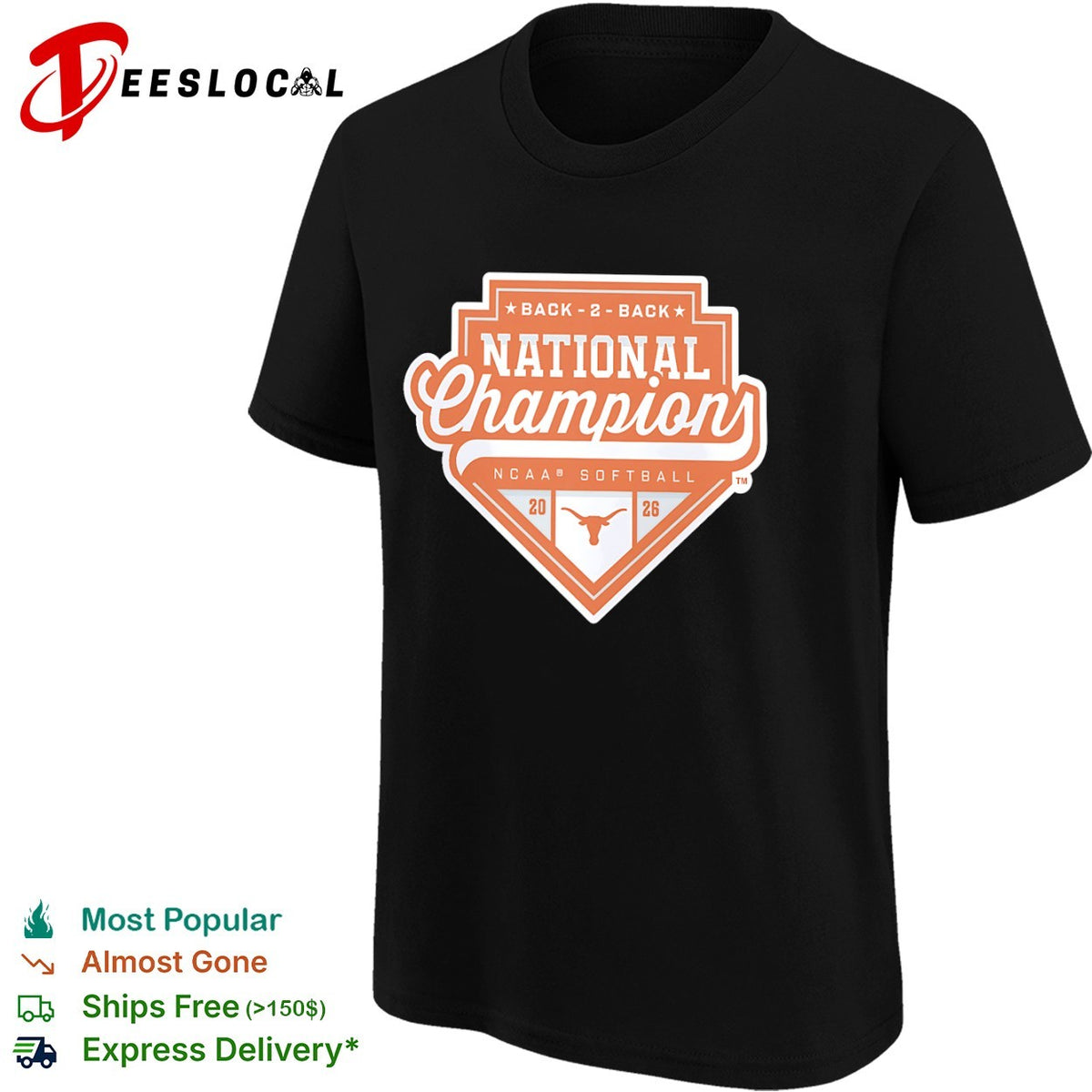 Back 2 Back National Champions Texas Longhorns NCAA Softball 2026 shirt