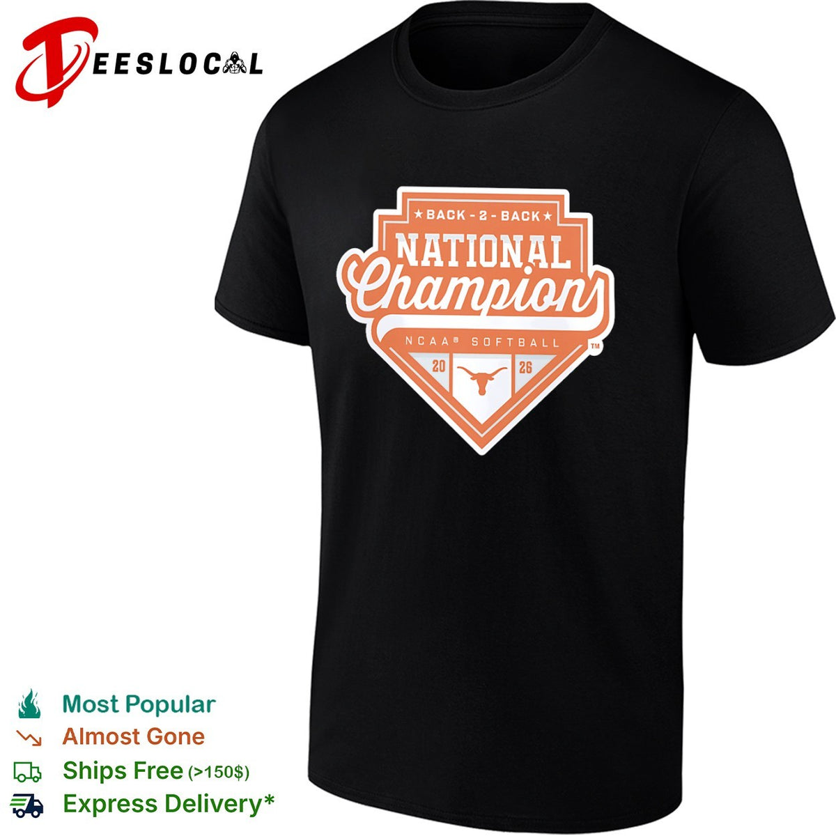 Back 2 Back National Champions Texas Longhorns NCAA Softball 2026 shirt