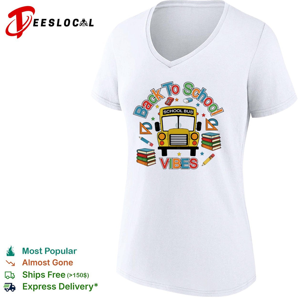 Back to school vibes school bus shirt