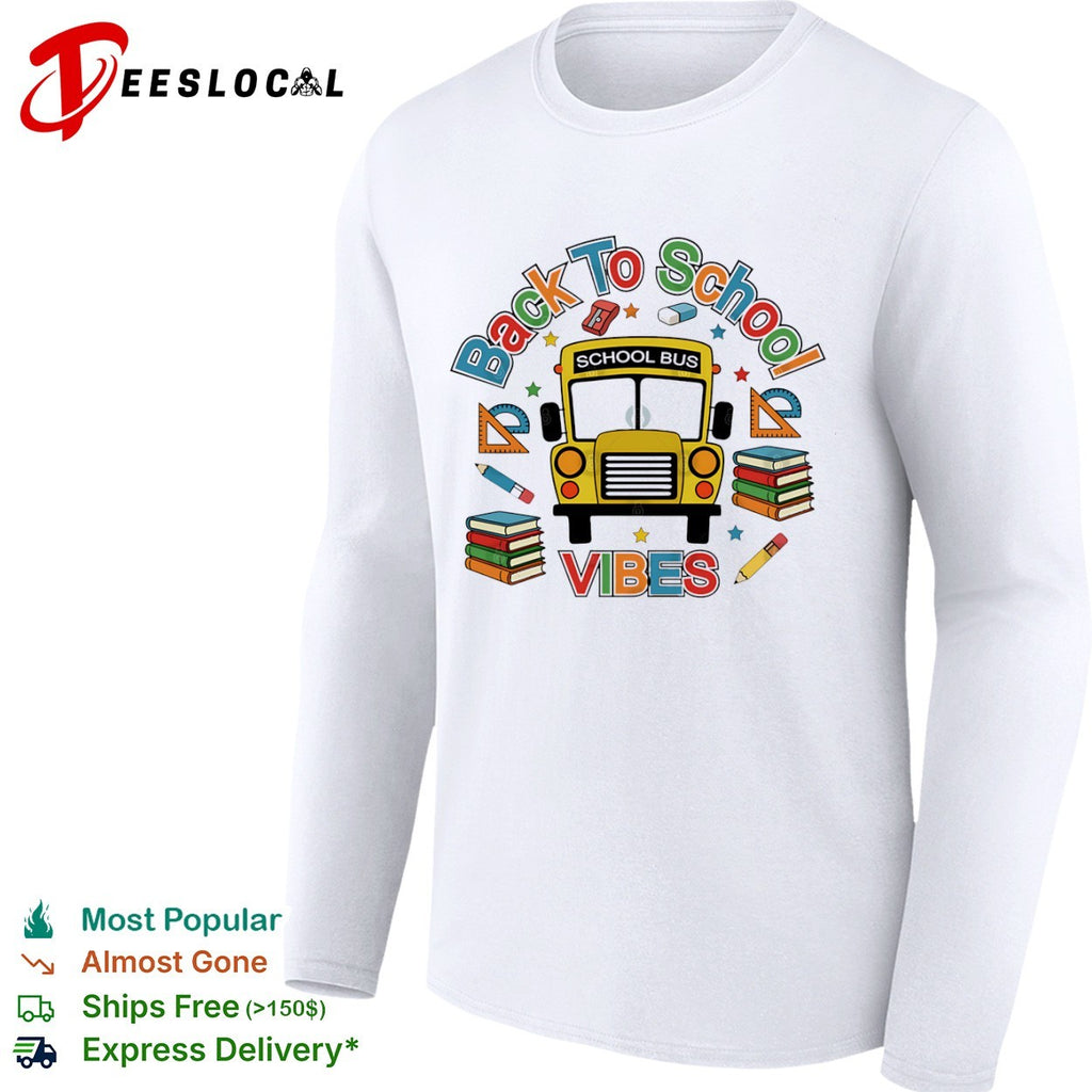 Back to school vibes school bus shirt