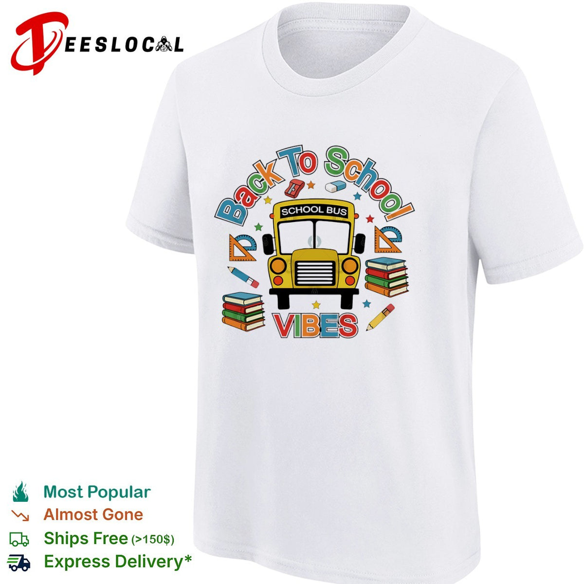 Back to school vibes school bus shirt