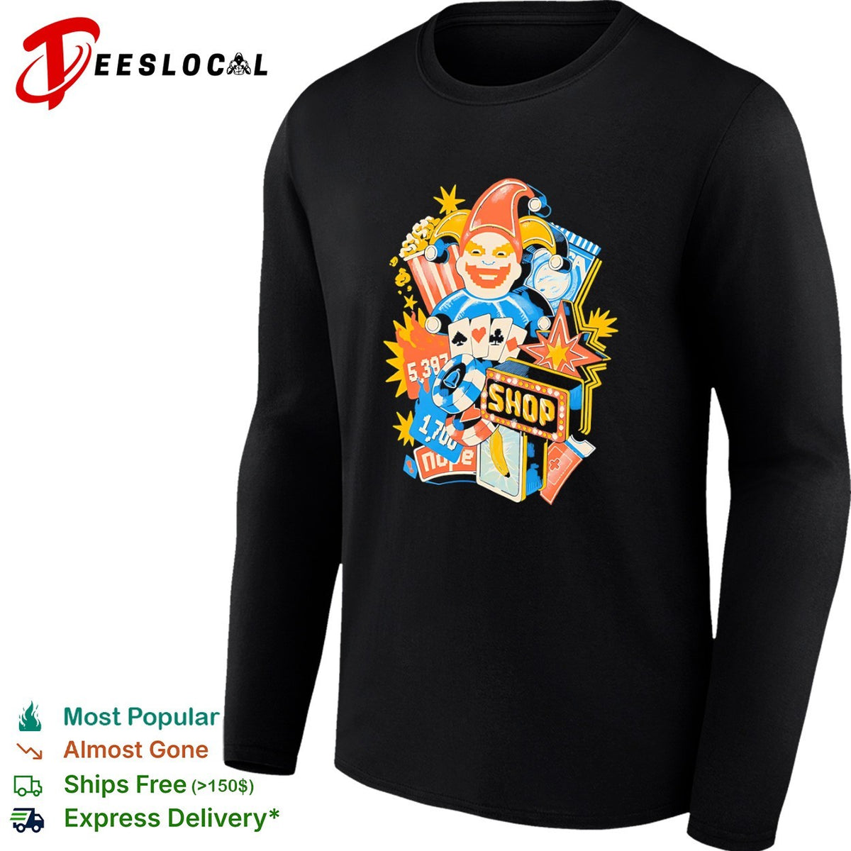 Balatro Joker 5387 1700 Nope Shop Playing Cards Casino Video Game Inspired shirt