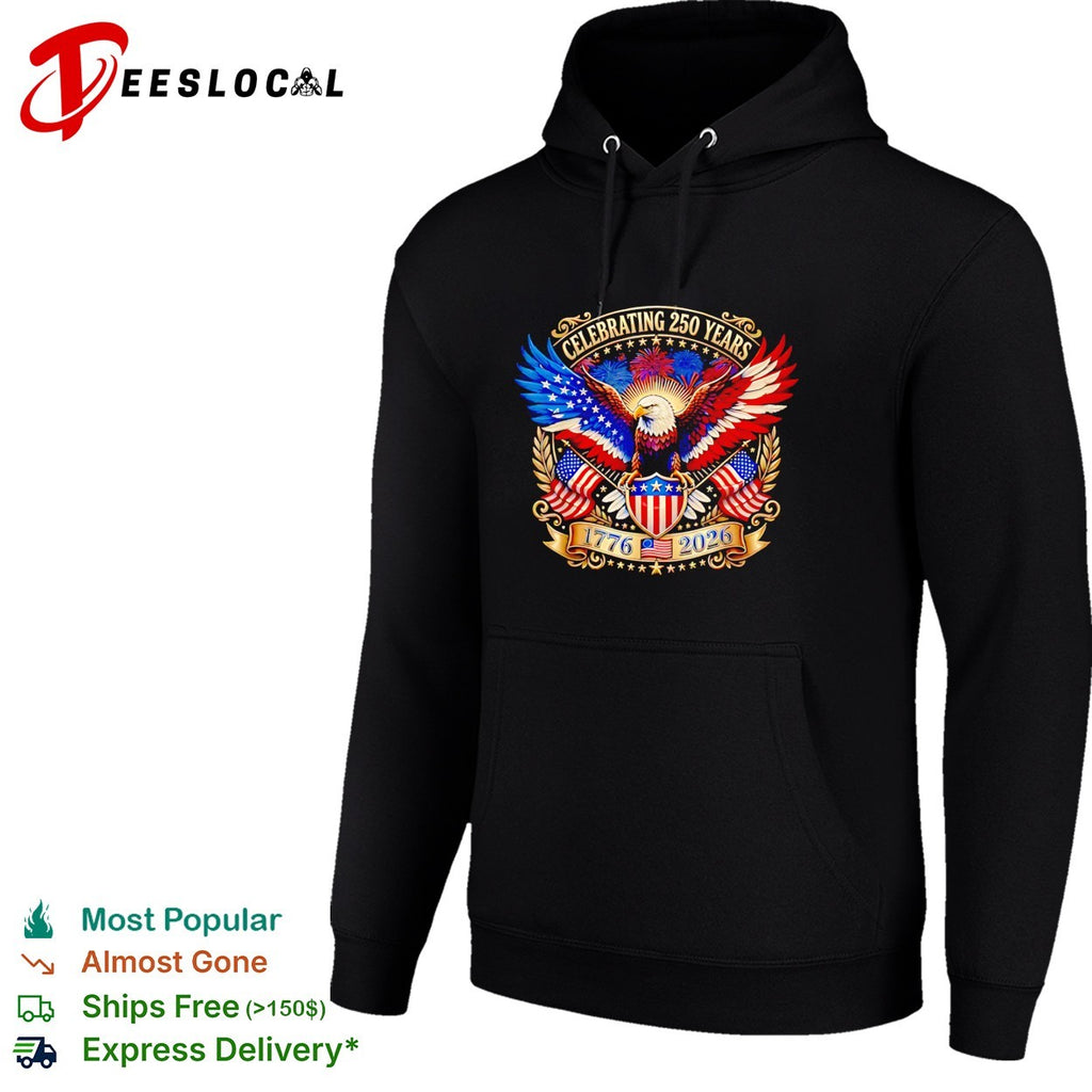 Bald eagle celebrating 250 years 1776 2026 gold patriotic USA shirt