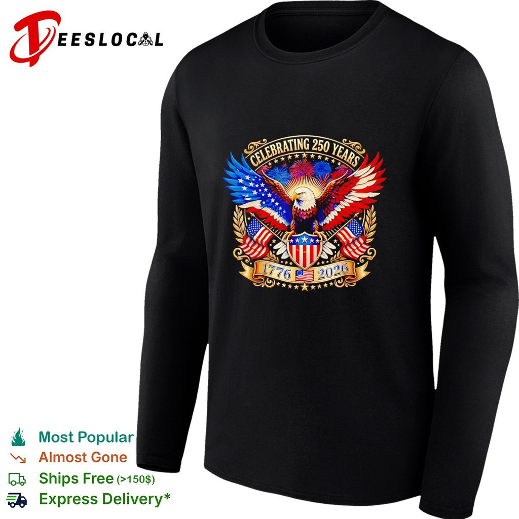 Bald eagle celebrating 250 years 1776 2026 gold patriotic USA shirt