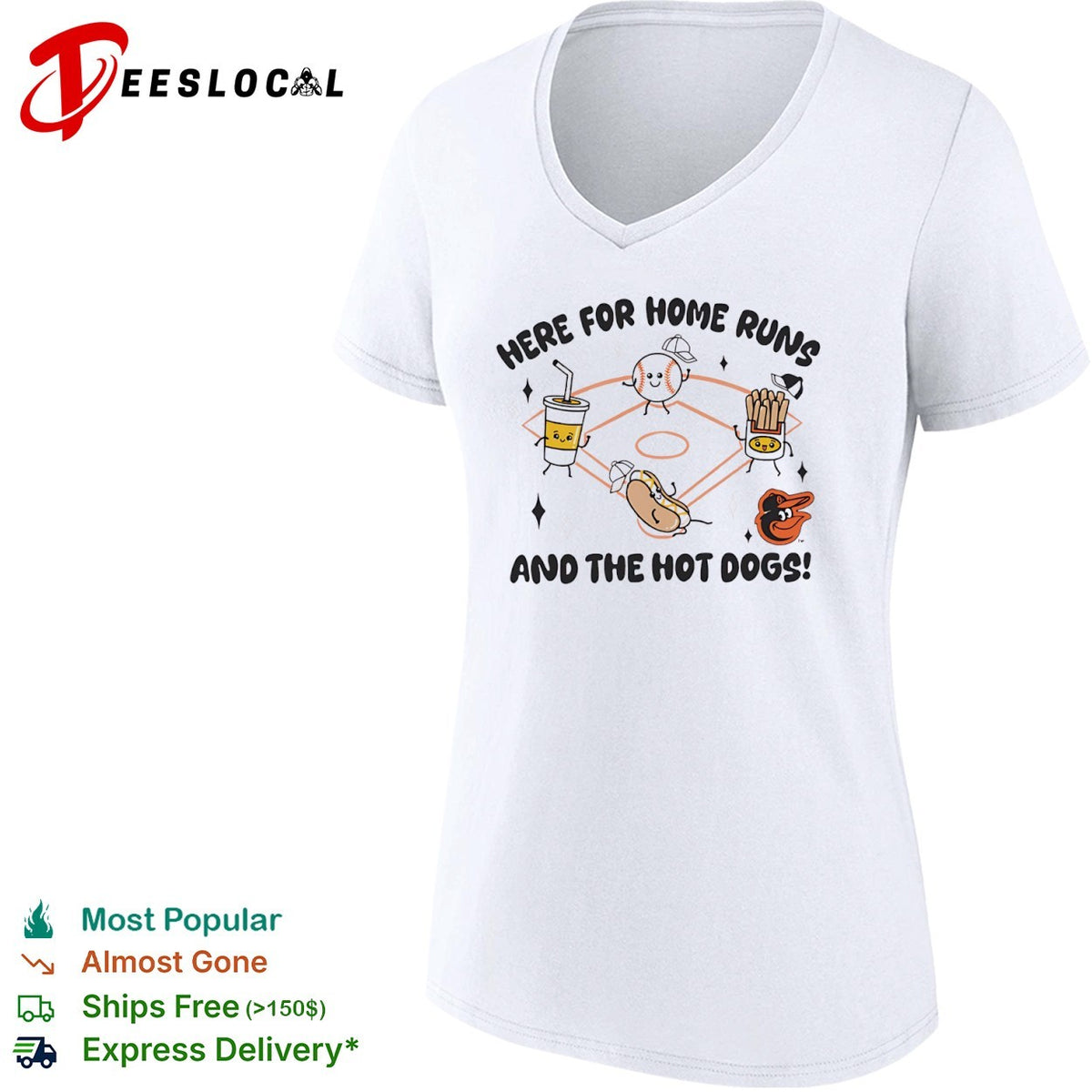 Baltimore Orioles Here for Home Runs and the Hot Dogs MLB Baseball Mascot shirt