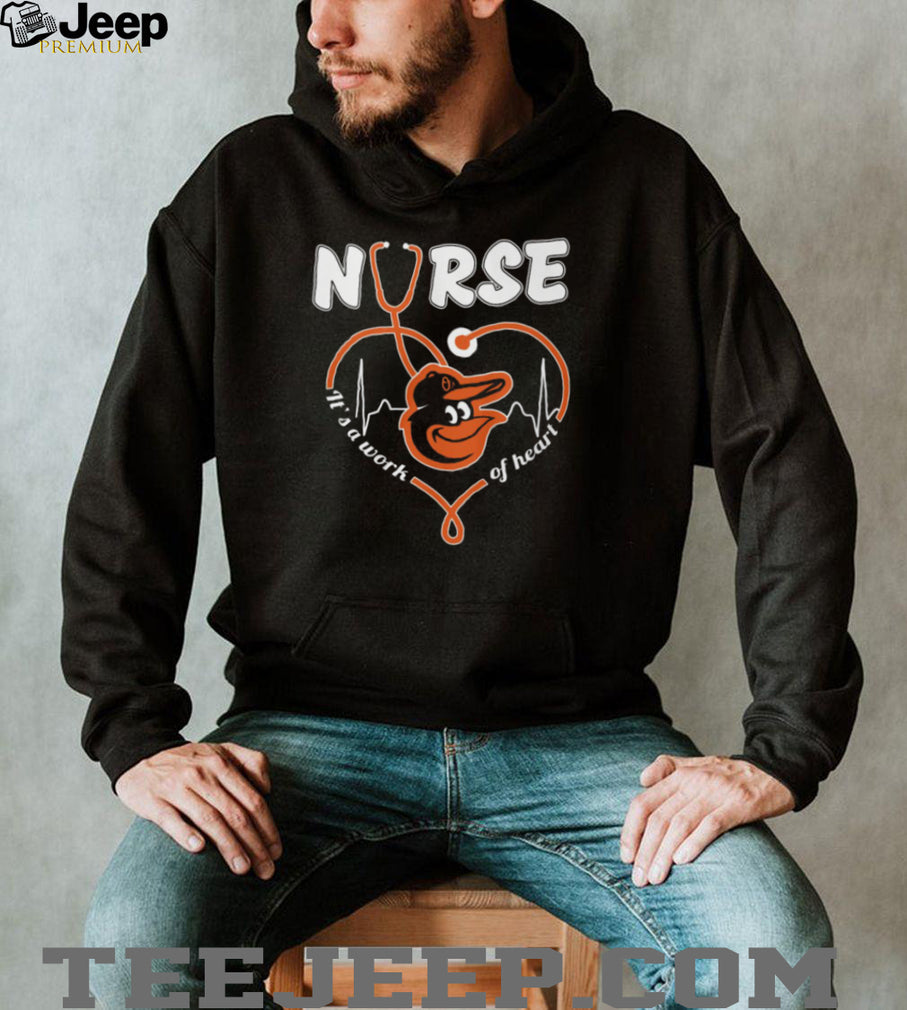Baltimore Orioles Nurse Work Of Heart Stethoscope Orange Bird Logo T Shirt