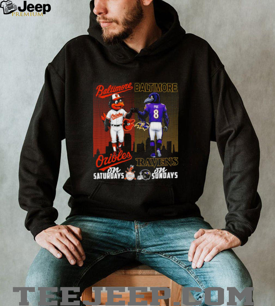 Baltimore Orioles and Ravens Fan T Shirt Orioles on Saturdays Ravens on Sundays