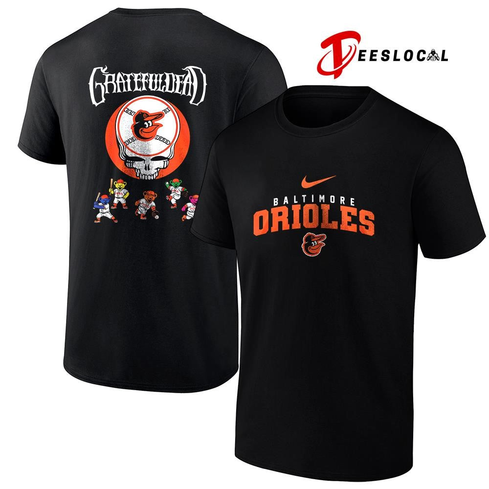 Baltimore Orioles x Grateful Dead bear mascot shirt