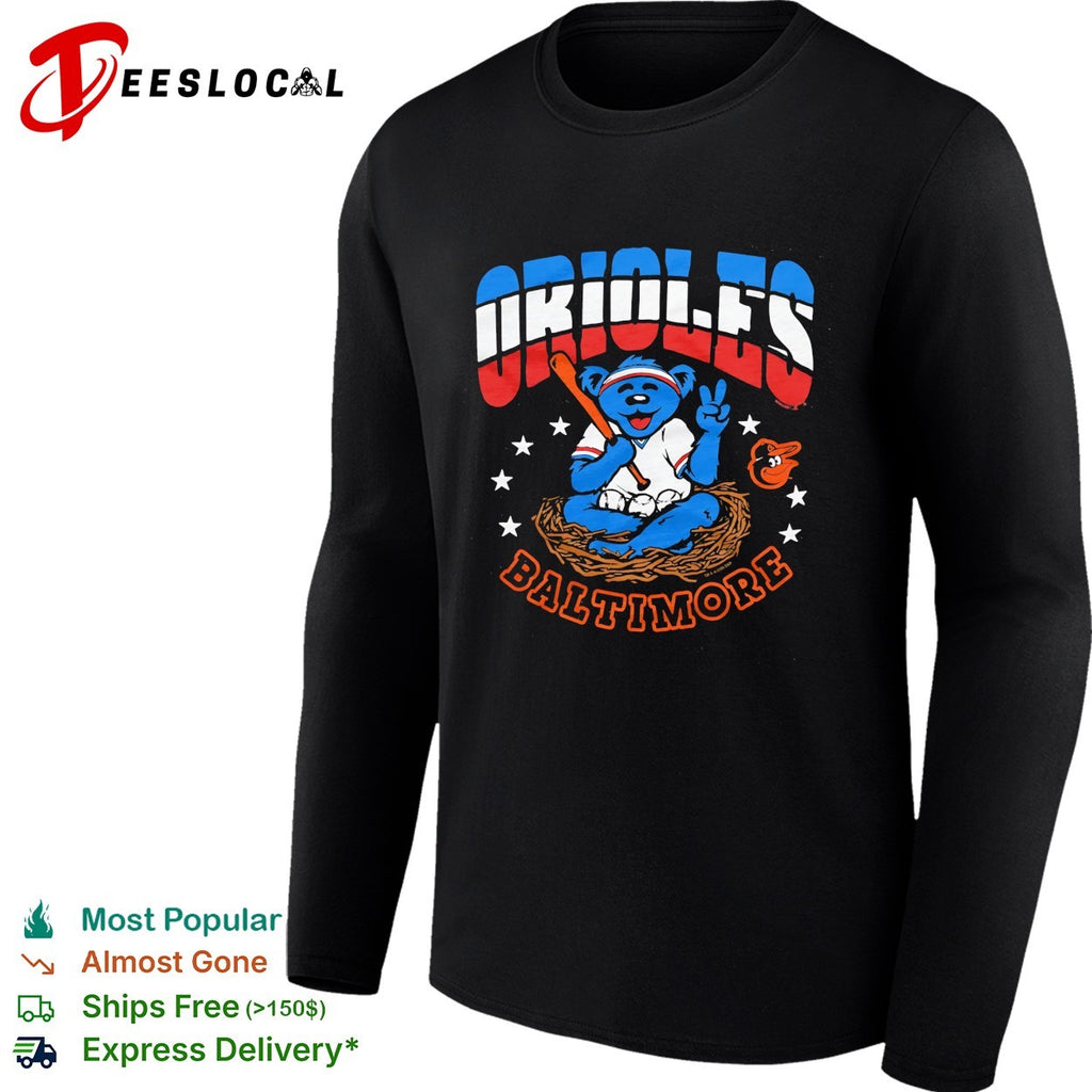 Baltimore Orioles x Grateful Dead dancing bear MLB graphic shirt