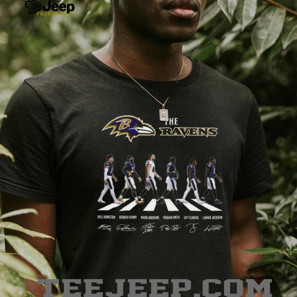 Baltimore Ravens Abbey Road Lamar Jackson and Stars Signature T Shirt