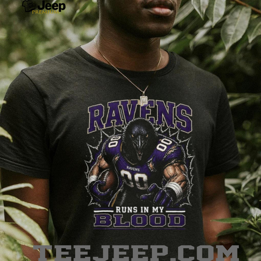 Baltimore Ravens Football Team Runs In My Blood Fan Retro Men Women Shirt