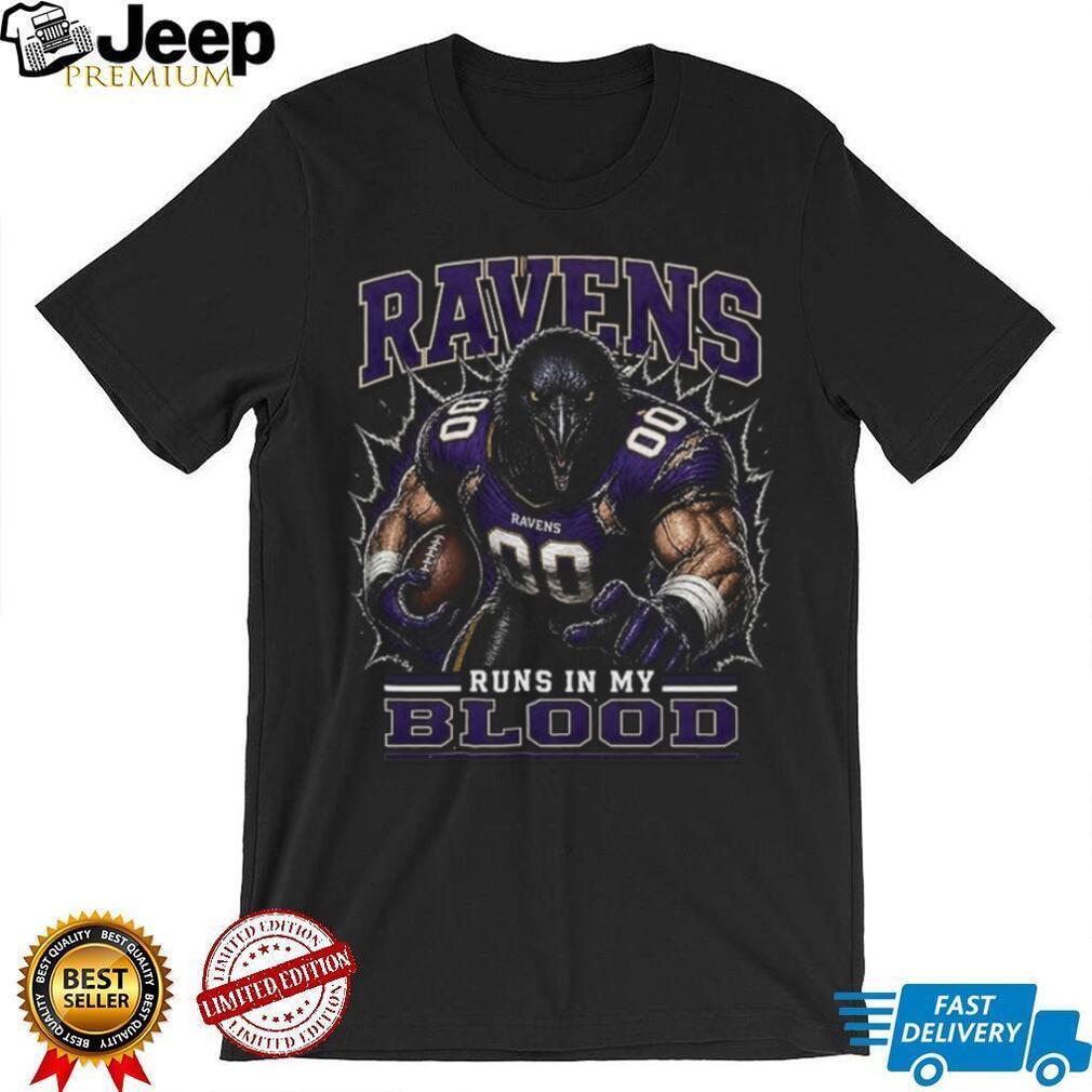 Baltimore Ravens Football Team Runs In My Blood Fan Retro Men Women Shirt