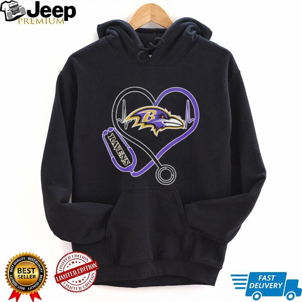 Baltimore Ravens Stethoscope Heartbeat Nurse Medical Fan T Shirt