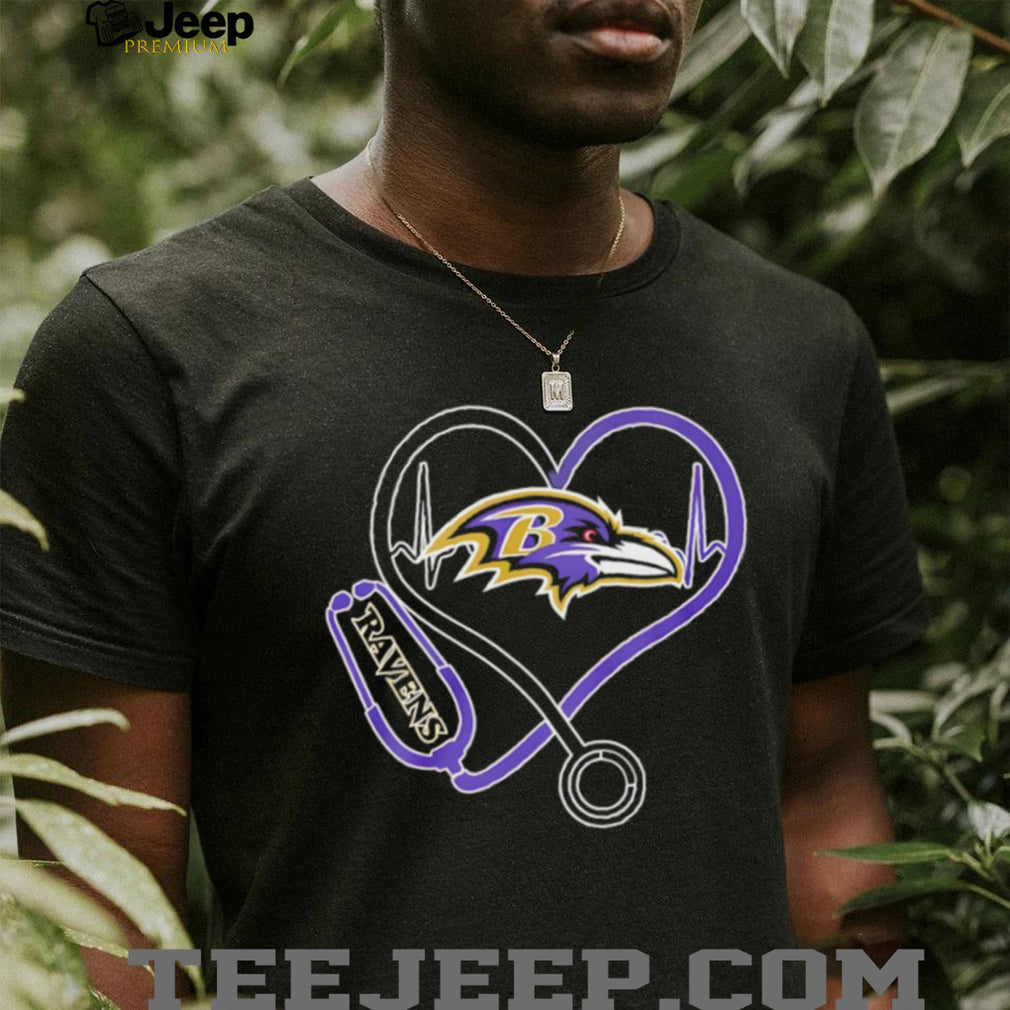 Baltimore Ravens Stethoscope Heartbeat Nurse Medical Fan T Shirt