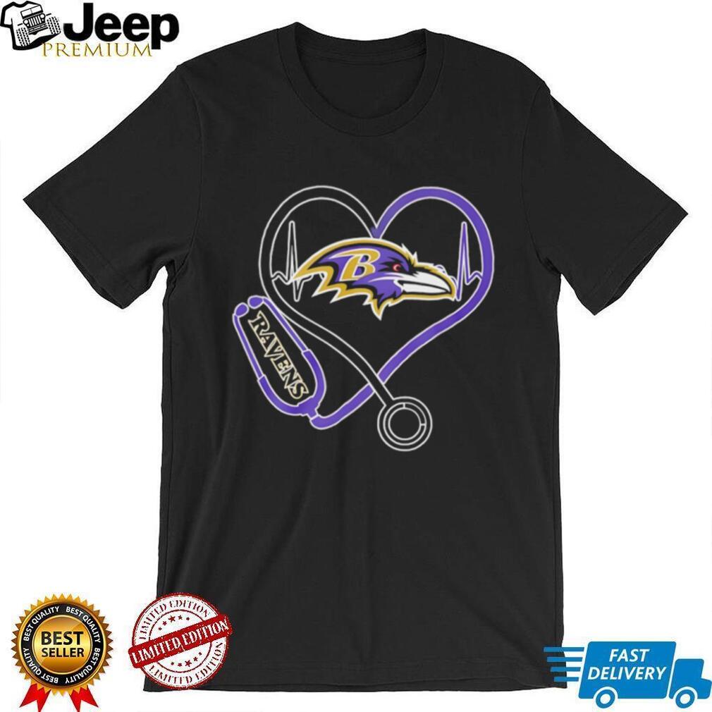 Baltimore Ravens Stethoscope Heartbeat Nurse Medical Fan T Shirt