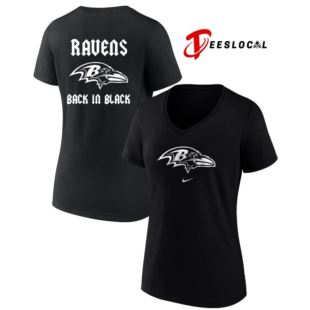 Baltimore Ravens back in black logo shirt