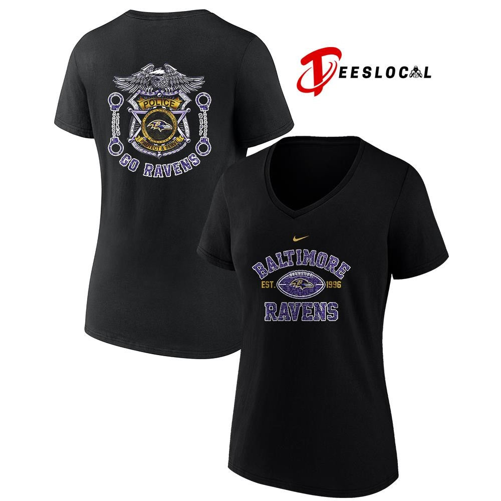 Baltimore Ravens law enforcement tribute protect and serve logo shirt
