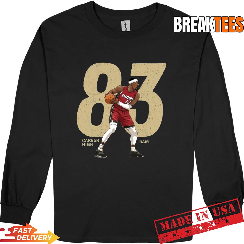 Bam Adebayo #13 Career High 83 Miami Basketball Graphic T-Shirt