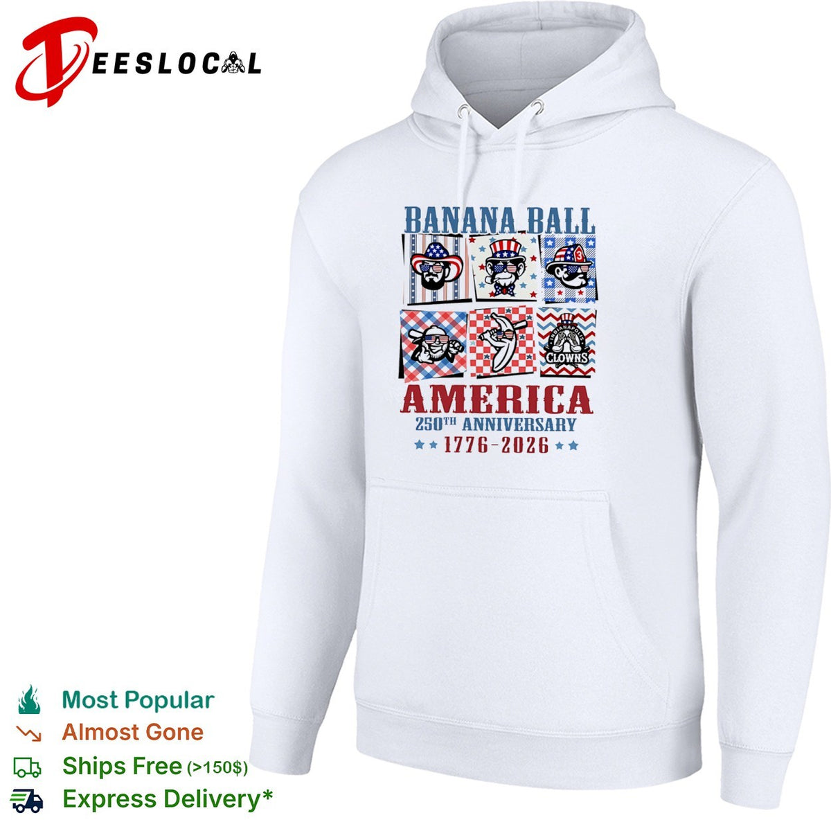 Banana Ball America 250th Anniversary 1776 2026 Indianapolis Clowns Baseball shirt