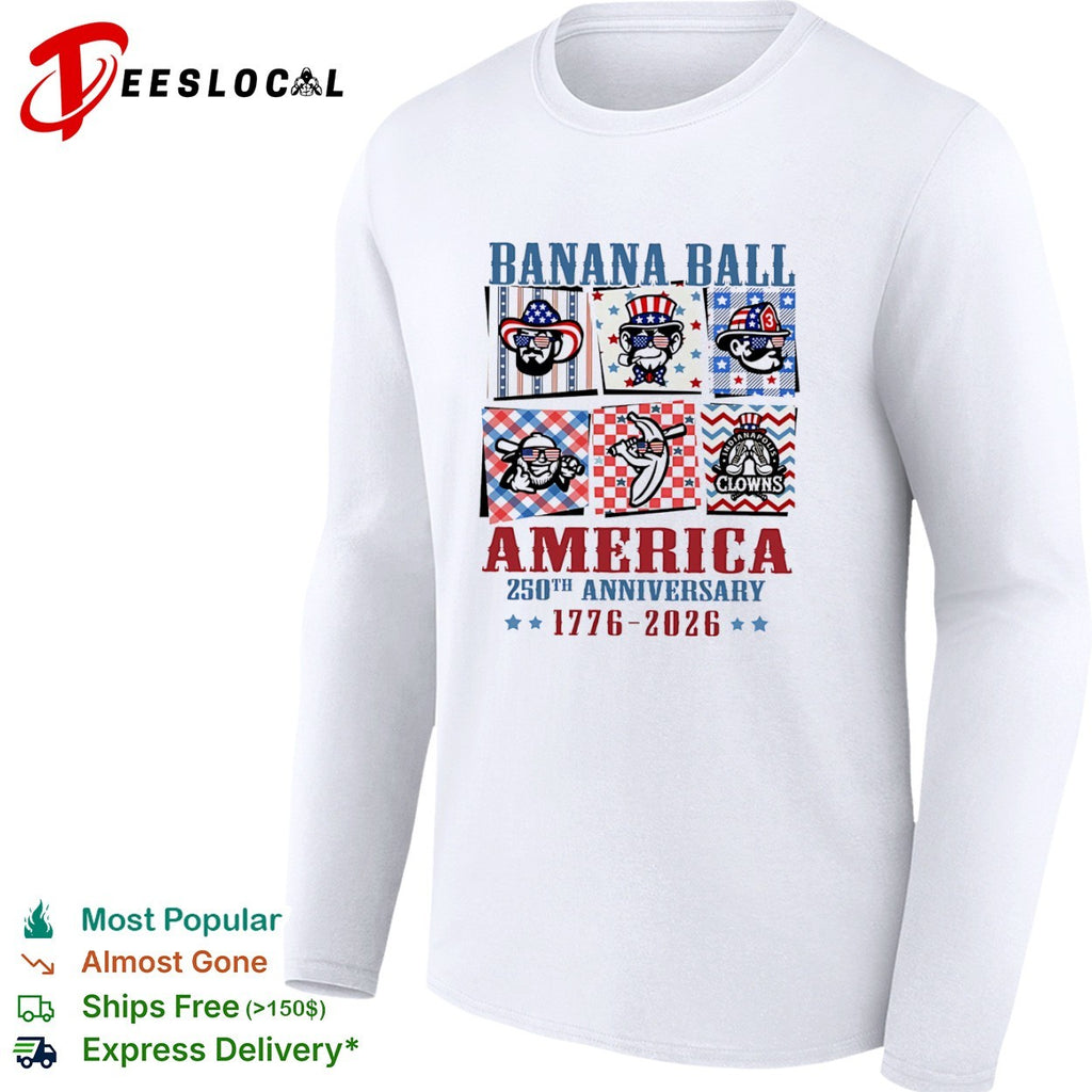 Banana Ball America 250th Anniversary 1776 2026 Indianapolis Clowns Baseball shirt