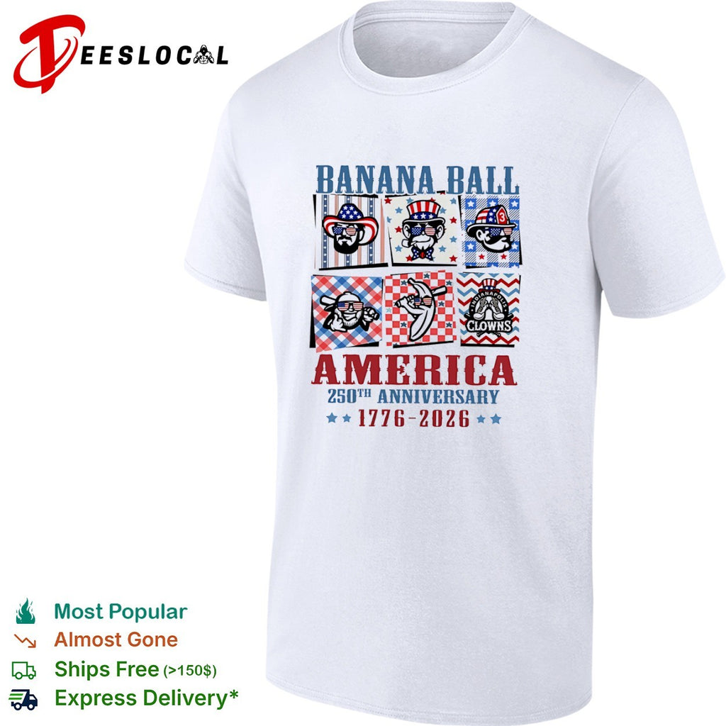 Banana Ball America 250th Anniversary 1776 2026 Indianapolis Clowns Baseball shirt