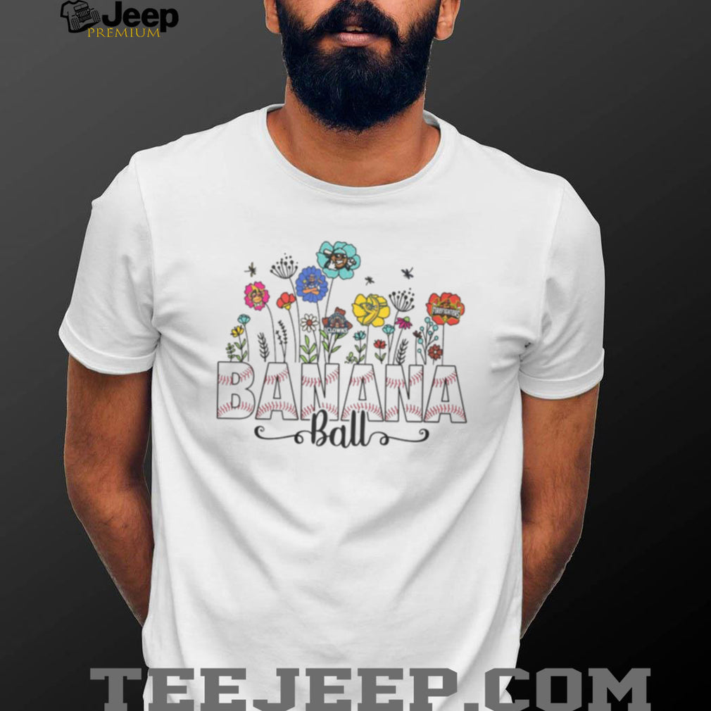 Banana Ball Floral Baseball Script Design Cute Women’s Game Day T Shirt