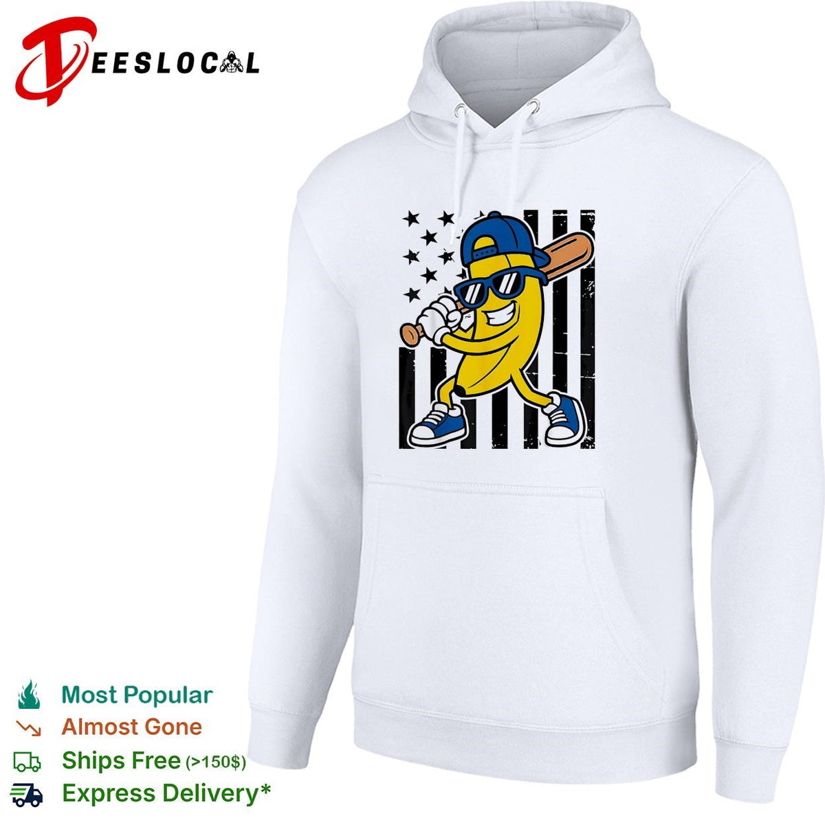 Banana baseball player sunglasses cartoon graphic shirt