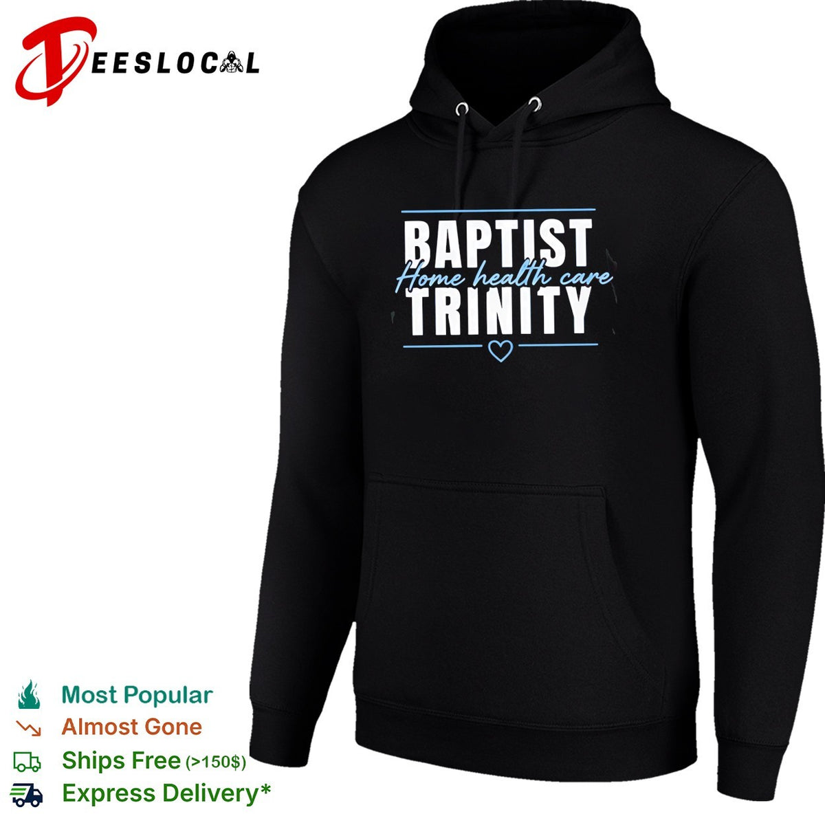 Baptist Trinity Home Health Care bold lettering business logo graphic shirt