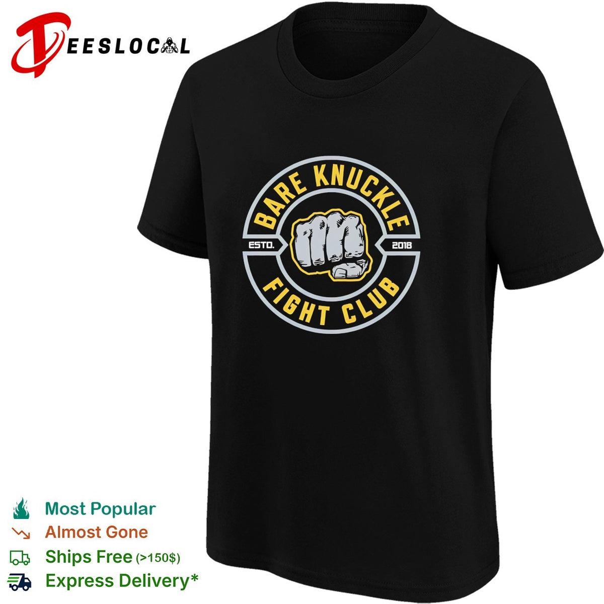 Bare knuckle fight club established 2018 fist circle badge shirt