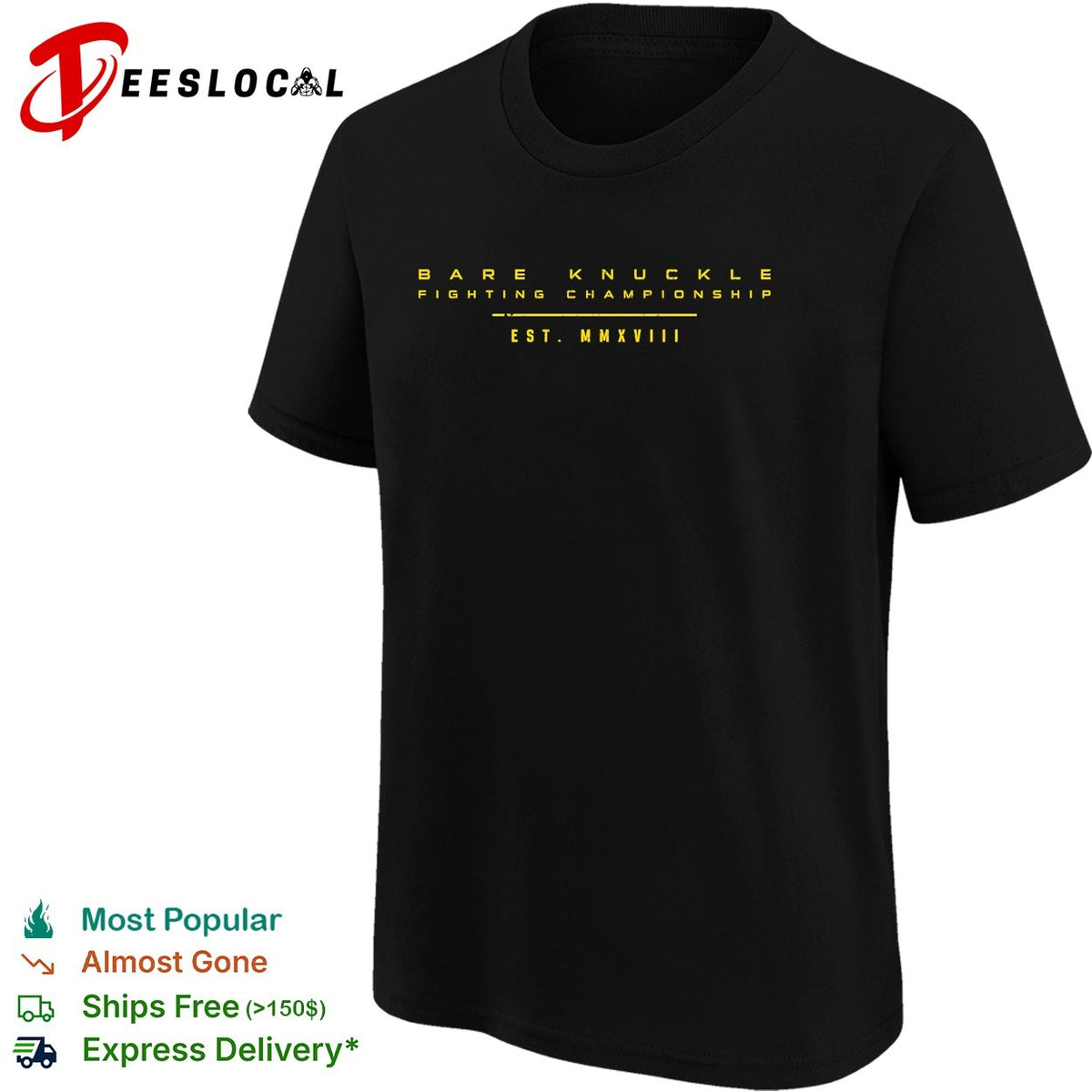 Bare knuckle fighting championship est emblem text shirt