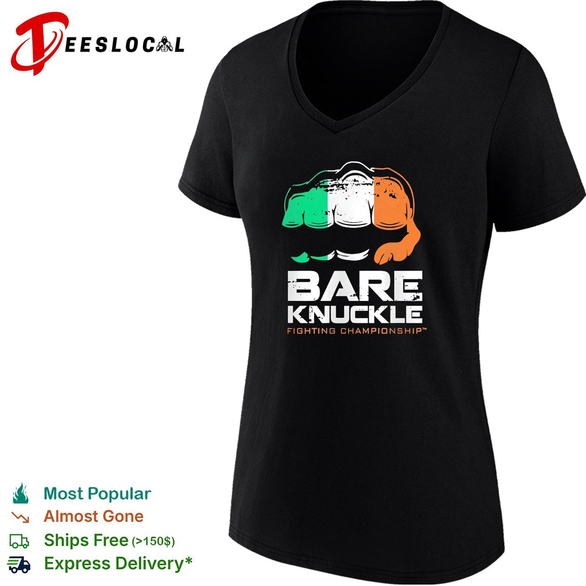 Bare knuckle fighting championship flag fist emblem shirt