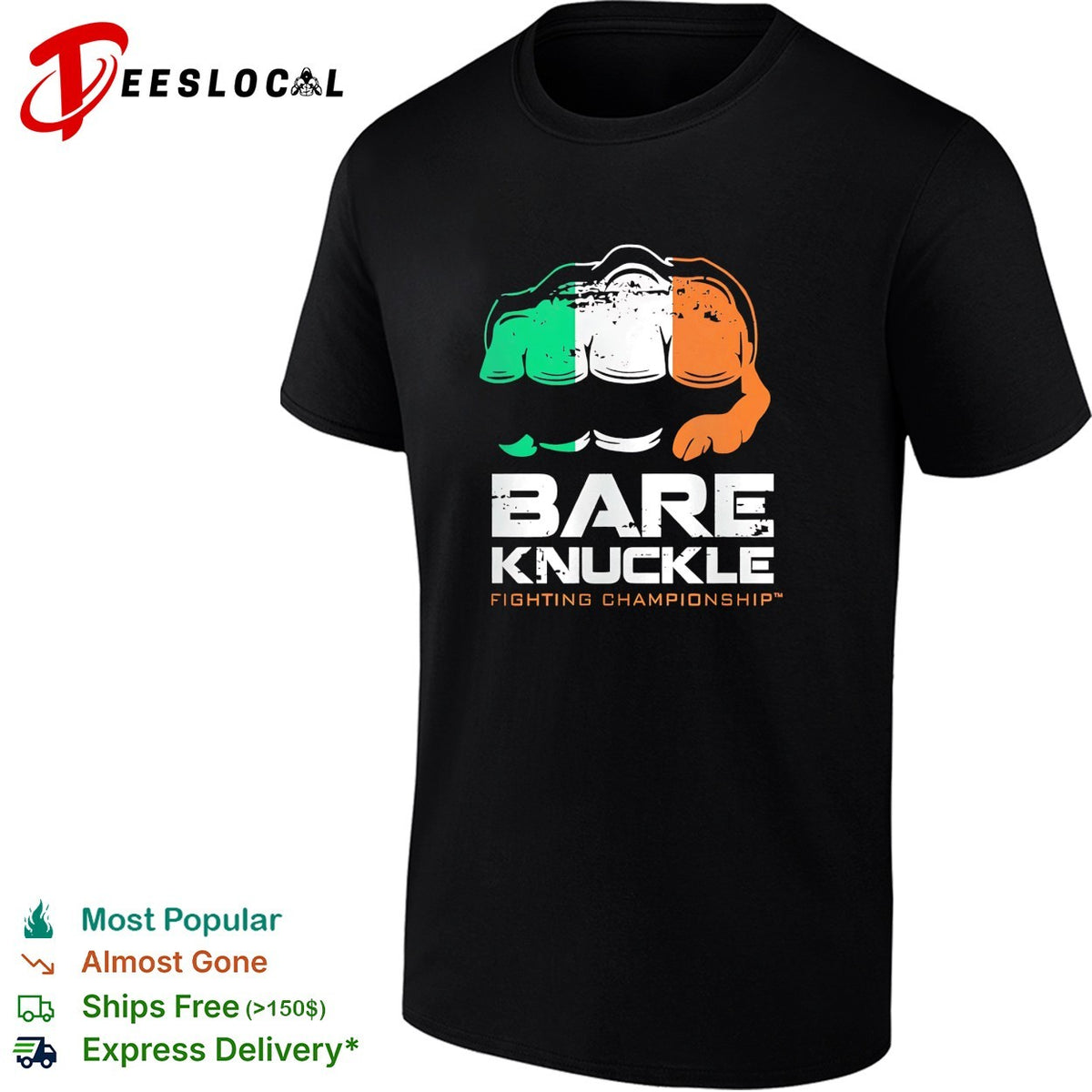 Bare knuckle fighting championship flag fist emblem shirt