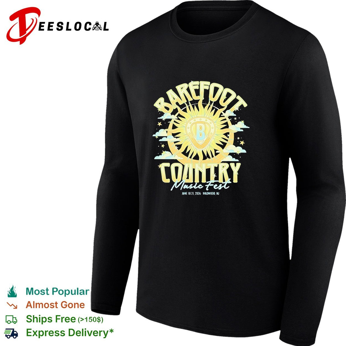 Barefoot Country Music Fest June 18 to 21 2026 Wildwood New Jersey shirt