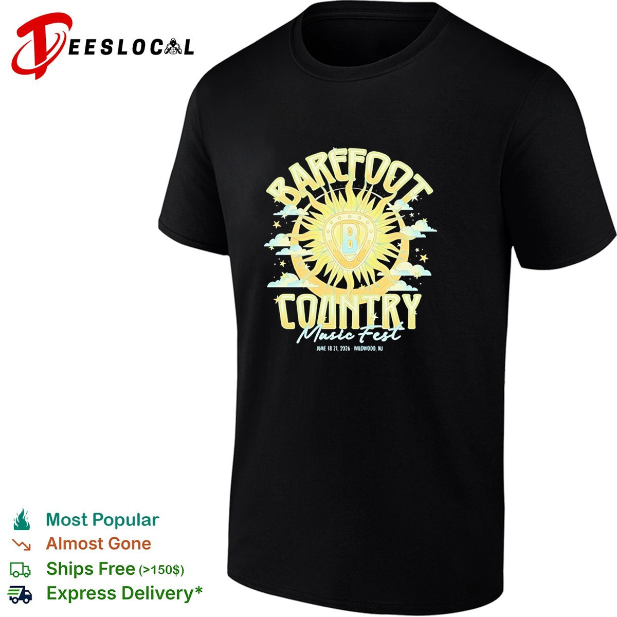 Barefoot Country Music Fest June 18 to 21 2026 Wildwood New Jersey shirt