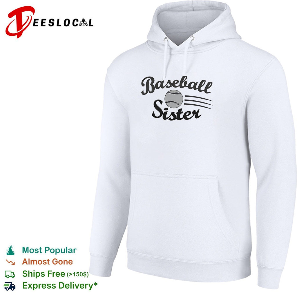 Baseball Sister sports design with flying ball motion lines print on a white shirt